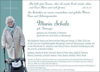 Anzeige von Maria Scholz 