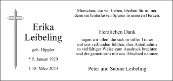 Anzeige von Erika Leibeling 