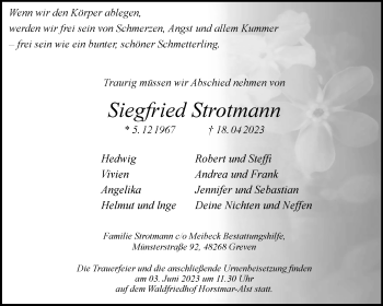 Anzeige von Siegfried Strotmann 