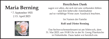 Anzeige von Maria Berning 