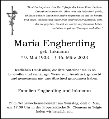 Anzeige von Maria Engberding 
