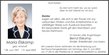 Anzeige von Maria Elskamp 