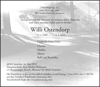 Anzeige von Willi Ostendorp 