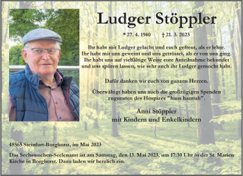Anzeige von Ludger Stöppler 