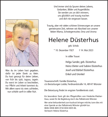 Anzeige von Helene Düsterhus 