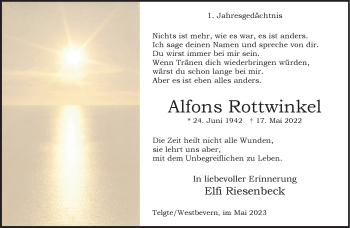 Anzeige von Alfons Rottwinkel 