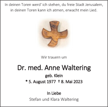 Anzeige von Dr. med. Anne Waltering 