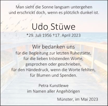 Anzeige von Udo Stüwe 