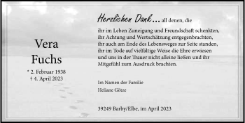 Anzeige von Vera Fuchs 