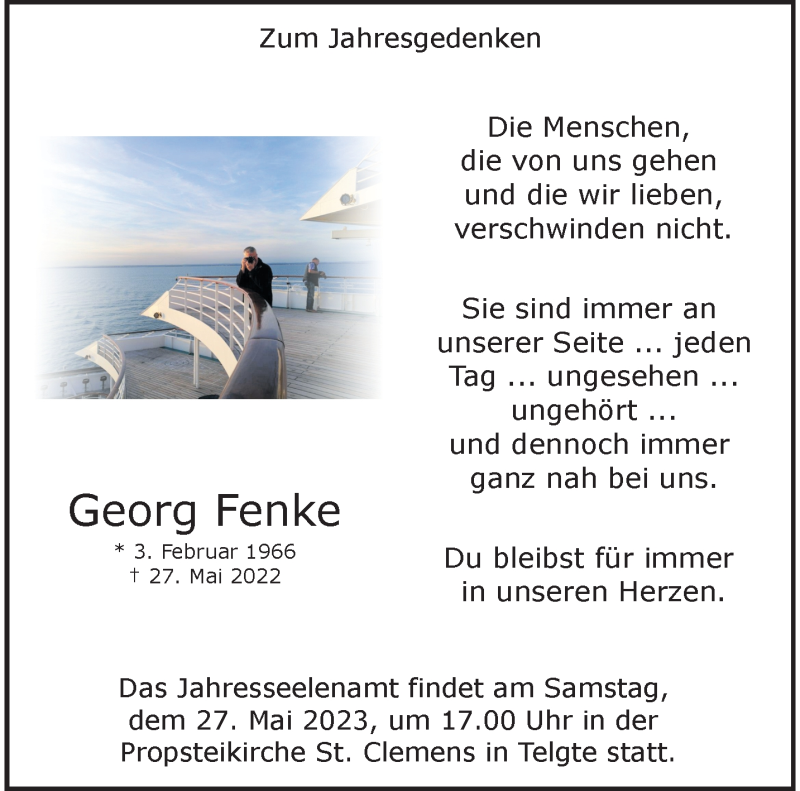  Traueranzeige für Georg Fenke vom 20.05.2023 aus 