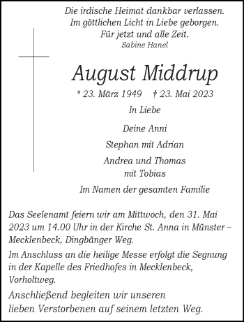 Anzeige von August Middrup 