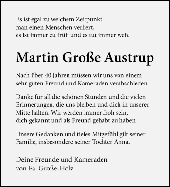 Anzeige von Martin Große Austrup 