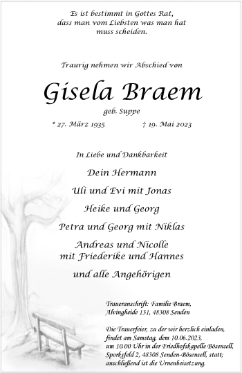 Anzeige von Gisela Braem 
