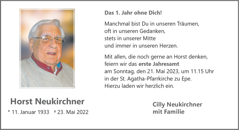  Traueranzeige für Horst Neukirchner vom 18.05.2023 aus 