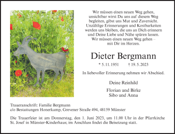 Anzeige von Dieter Bergmann 