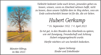 Anzeige von Hubert Gerkamp 