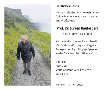 Anzeige von Prof. Dr. Jürgen Rauterberg 