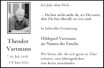 Anzeige von Theodor Vartmann 
