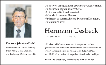 Anzeige von Hermann Uesbeck 