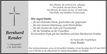 Anzeige von Bernhard Render 
