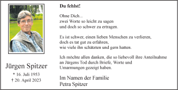 Anzeige von Jürgen Spitzer 