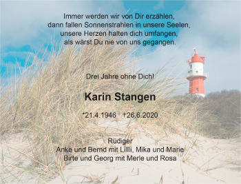 Anzeige von Karin Stangen 
