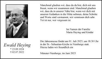 Anzeige von Ewald Heying 