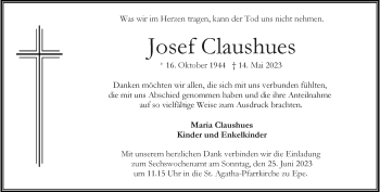Anzeige von Josef Claushues 