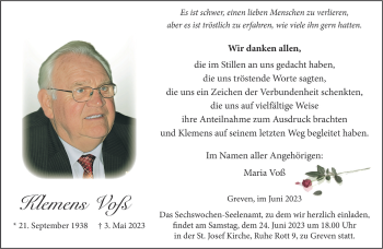 Anzeige von Klemens Voss 