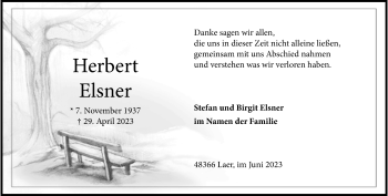 Anzeige von Herbert Elsner 
