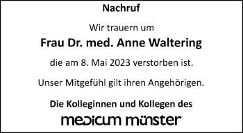 Anzeige von Dr. med. Anne Waltering 