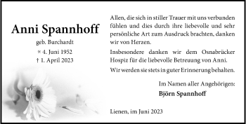 Anzeige von Anni Spannhoff 