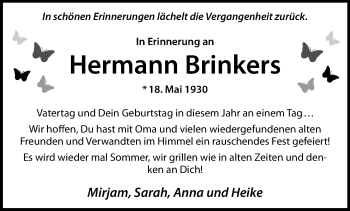 Anzeige von Hermann Brinkers 
