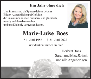 Anzeige von Marie-Luise Boes 
