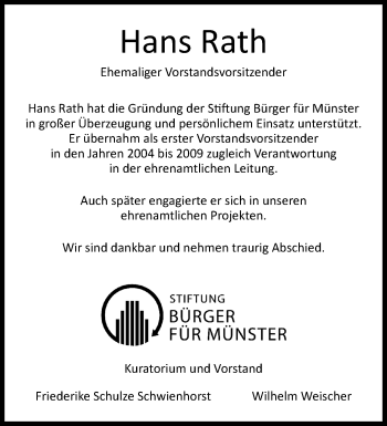 Anzeige von Hans Rath 