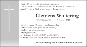 Anzeige von Clemens Woltering 