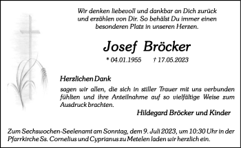Anzeige von Josef Bröcker 
