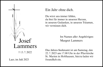 Anzeige von Josef Lammers 