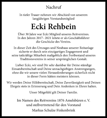 Anzeige von Ecki Rehbein 