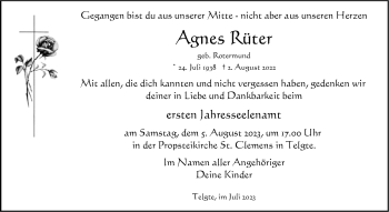 Anzeige von Agnes Rüter 