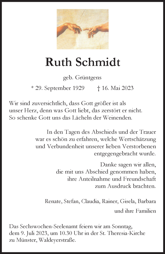  Traueranzeige für Ruth Schmidt vom 01.07.2023 aus 