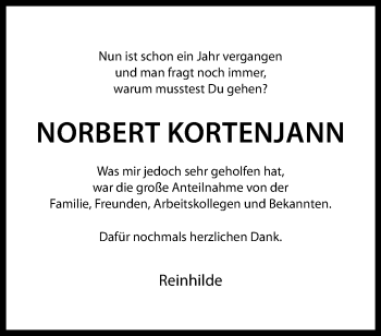 Anzeige von Norbert Kortenjann 
