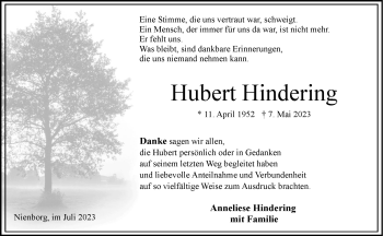 Anzeige von Hubert Hindering 