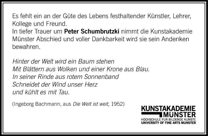  Traueranzeige für Peter Schumbrutzki vom 29.07.2023 aus 
