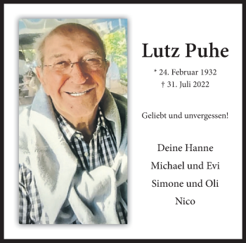 Anzeige von Lutz Puhe 