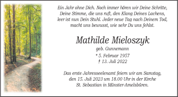 Anzeige von Mathilde Mieloszyk 