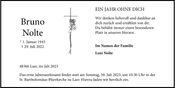 Anzeige von Bruno Nolte 