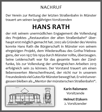 Anzeige von Hans Rath 