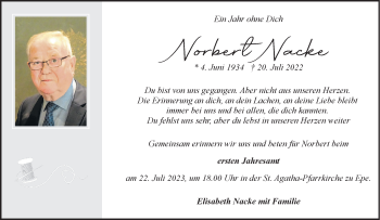 Anzeige von Norbert Nacke 