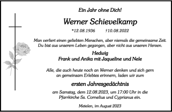 Anzeige von Werner Schievelkamp 